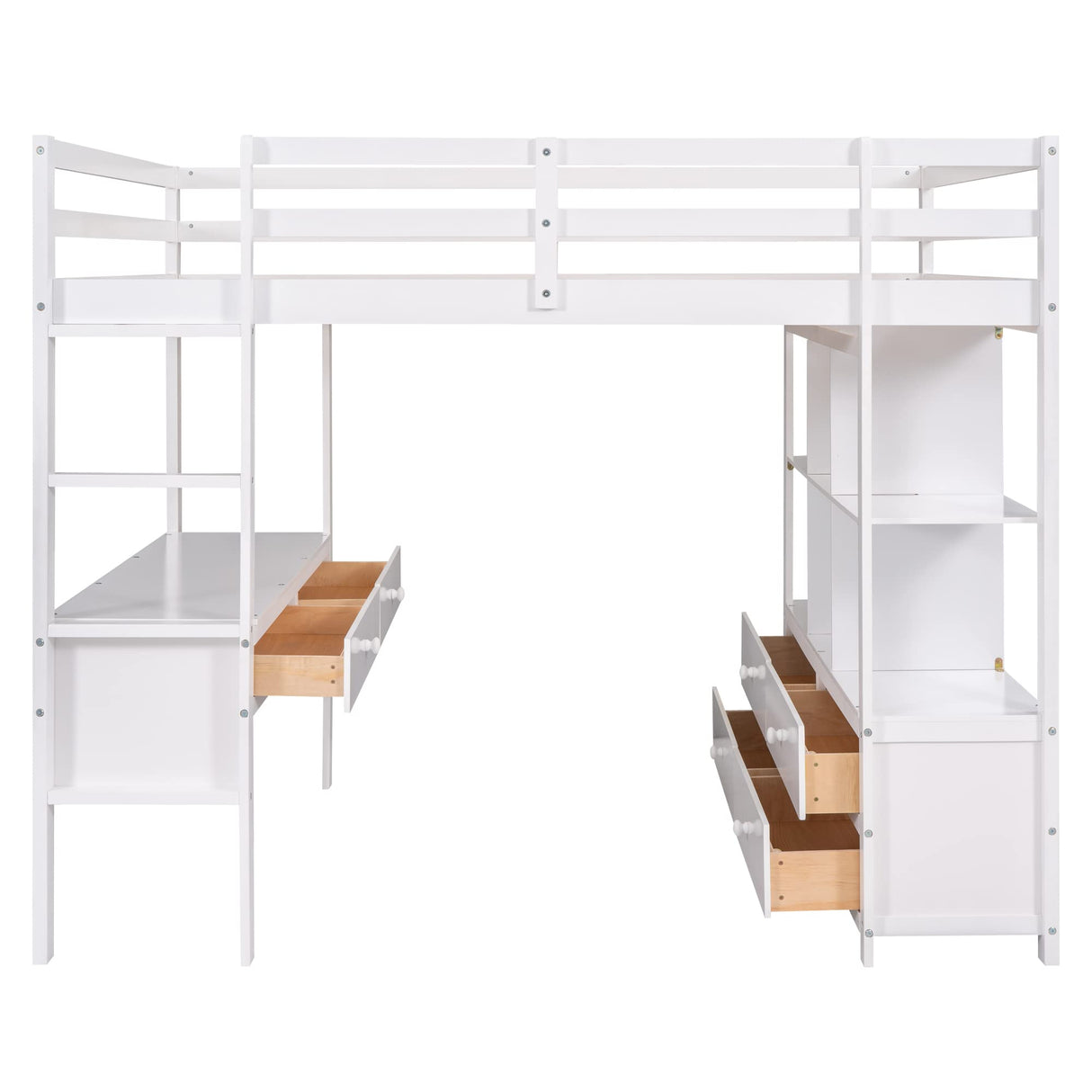 Modern White Full Loft Bed with Desk & Storage by Harper & Bright Designs Harper & Bright Designs