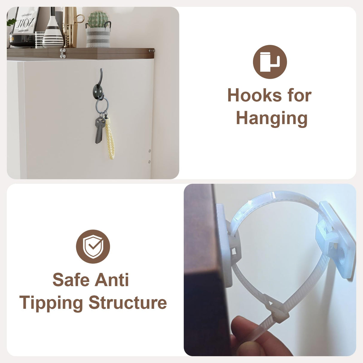 KCGKCG Murphy Bed with Storage & Charging Station, Queen Murphy Cabinet Bed with Large Storage Drawer for Guest Bedroom, Living Room, Office or Small Room, Full Foldable Platform Bed (White, Queen) KCGKCG