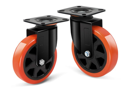 6 Inch Caster Wheels, Heavy Duty Casters- Galvanized Bracket Polyurethane Caster Wheels, with up to 1200 LB Capacity Per Wheel, Use for Handling, Industrial Trolleys (2 Swivel) ZDNEY