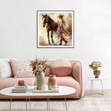 FHBUBPUP Horse Diamond Painting Kits for Adults, Diamond Art Kits for Beginners, 5D DIY Full Drill Round Gem Art, Paint with Diamond Beads Craft Home Wall Decor 12x12 inch FHBUBPUP