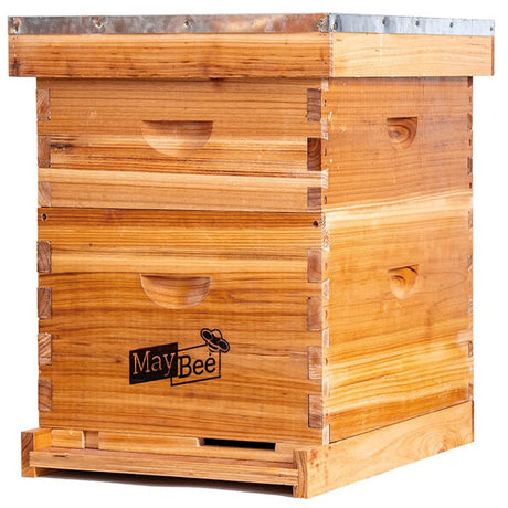 Bee Hive 10 Frame Bee Hives and Supplies Starter Kit, Bee Hive for Beginner, Honey Bee Hives Includes 1 Deep Bee Boxes, 1 Bee Hive Super with Beehive Frames and Foundation MayBee