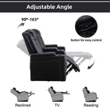EBELLO Home Theater Seating, Electric Power Loveseat Recliner with USB Ports and Cup Holders, Breathable Faux Leather Dual Recliner with Hidden Arm Storage, for Living Room, Black EBELLO