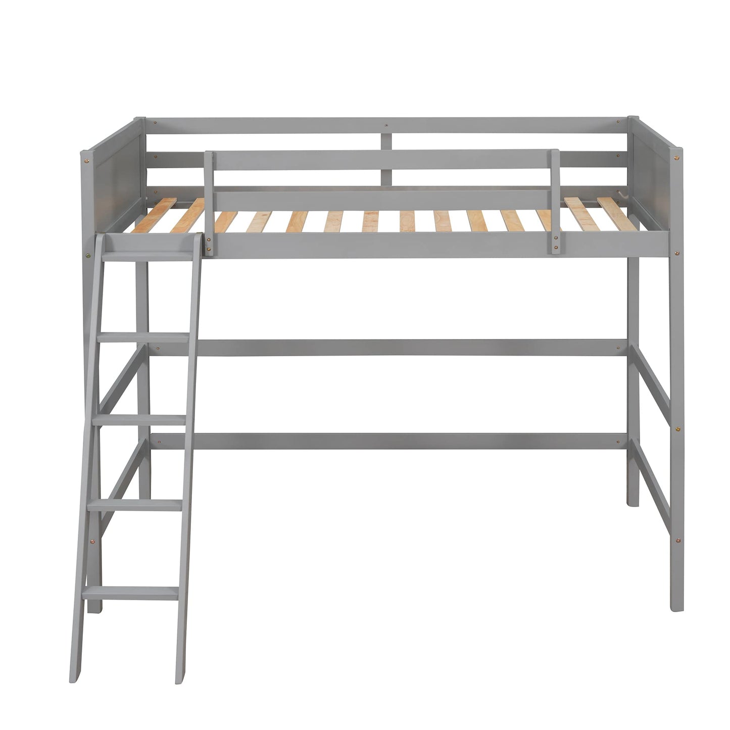 Stylish Grey Twin Loft Bed Frame with Angled Ladder by Harper & Bright Designs - WoodArtSupply