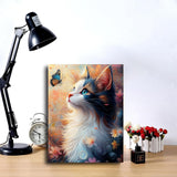 5D Diamond Art Kits for Adults, Cat Butterfly Diamond Painting Kit for Beginner, Full Round Drills Paint with Diamonds Dot Gem Art On Canvas DIY Crafts for Wall Decor 12X16 inch DIYDECORFUN