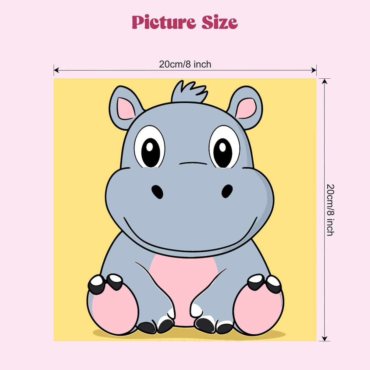 MXJSUA 4 Pack Lion Zebra Animals Paint by Numbers Kit with Framed Canvas for Kids, Hippo Elephant by Number Painting Kits for Ages 6-12 Kids, Acrylic Oil Paint by Number Kits for Beginners 8x8 Inch MXJSUA