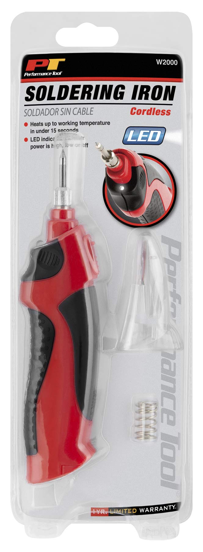 Performance Tool W2000 Cordless Soldering Iron, Battery Powered Solder Iron with LED Spot Light Performance Tool