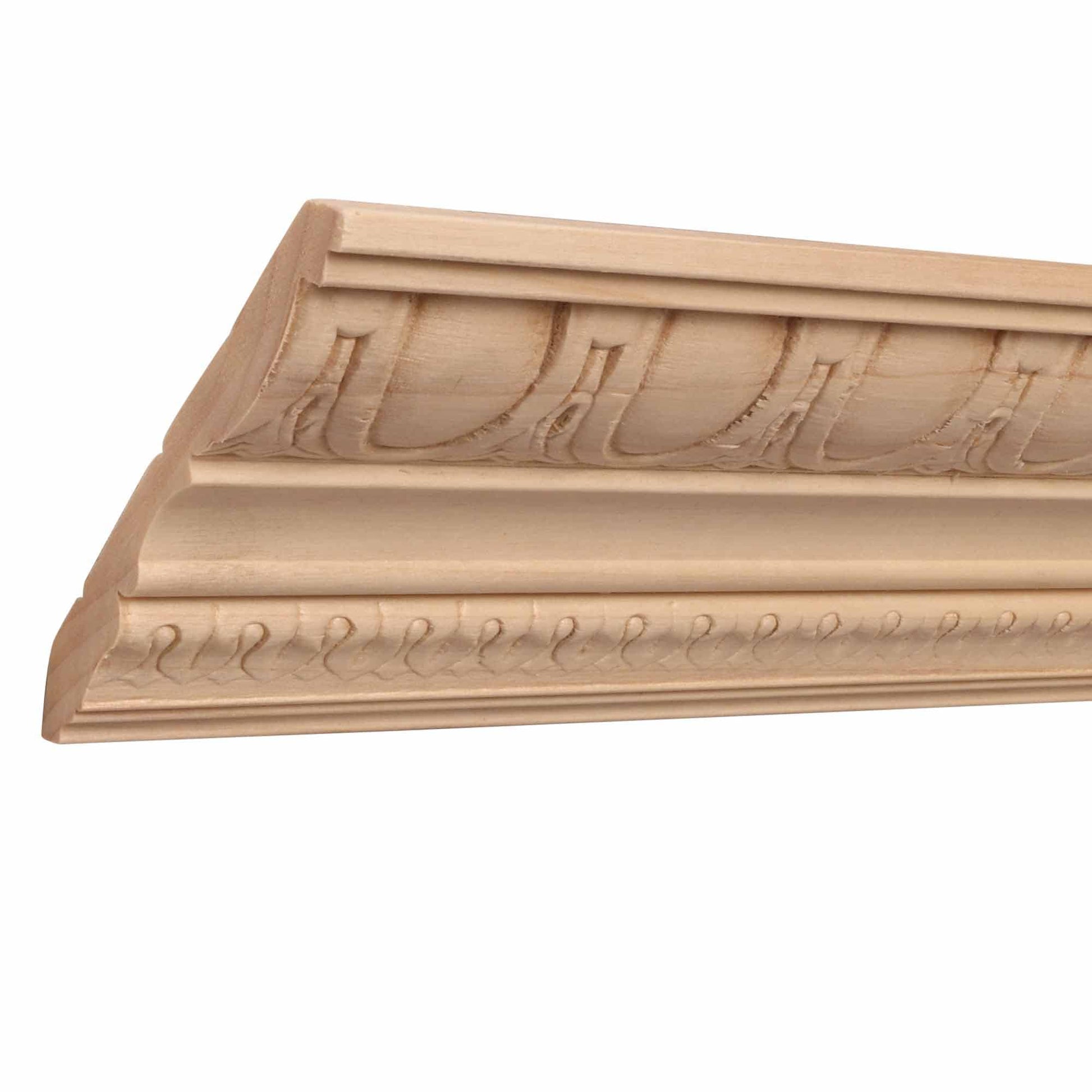 1687A-4FTWHW Unfinished White Hardwood Egg & Dart Crown Moulding - WoodArtSupply