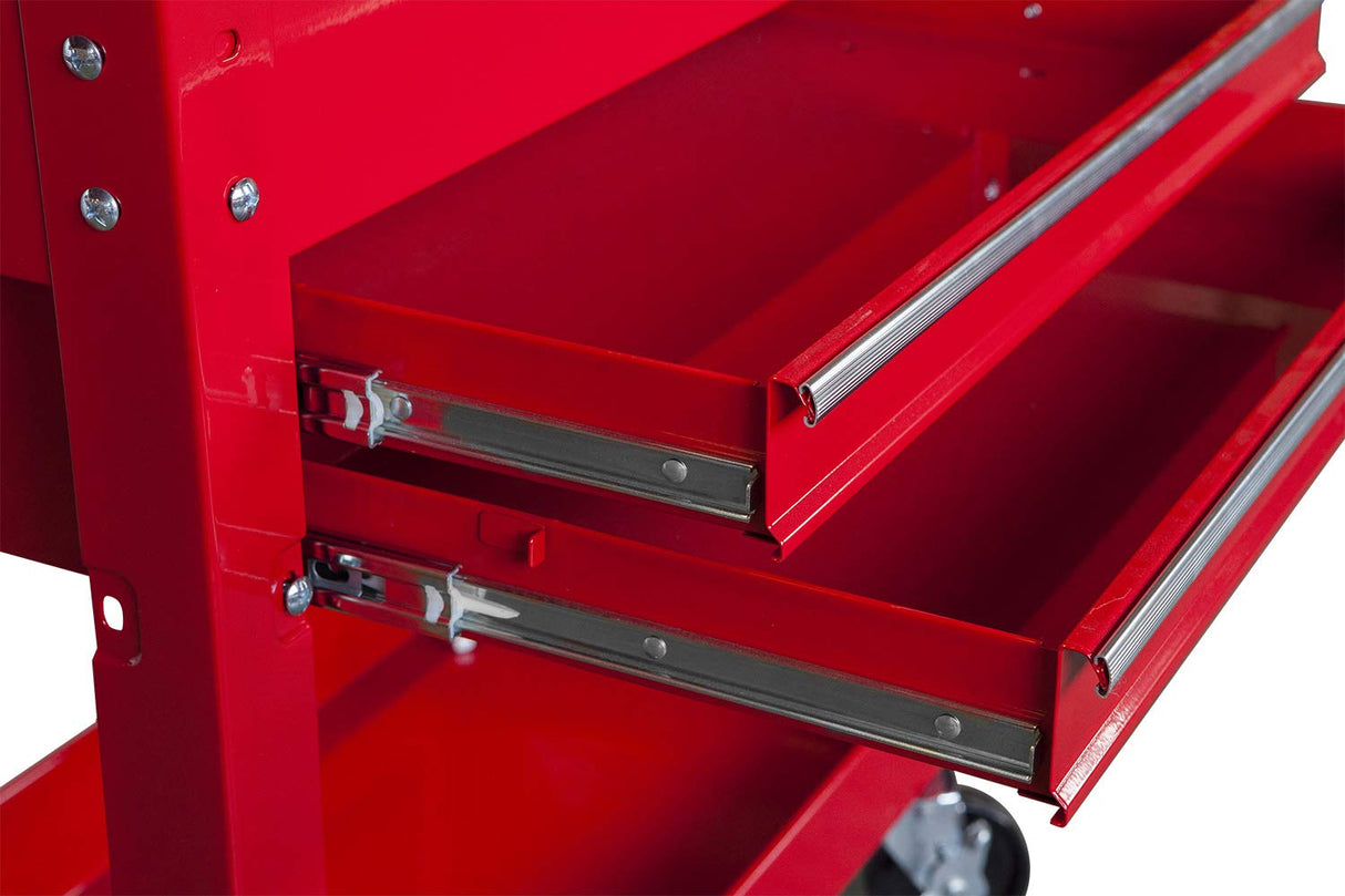 TCE Service Utility Tool Cabinet Cart 350 LBs 2 Drawer Slide Top, Black, ATC310U , Red TCE