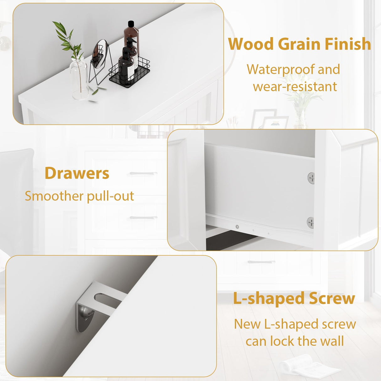 Jocoevol White Farmhouse 6 Drawer Dresser for Bedroom - Large Double Dressers TV Stand with Deep Drawers Dressers for Hallway, Entryway - Off White Jocoevol