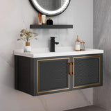 Weibath 28" Black Floating Bathroom Vanity Wall Mounted Bathroom Vanities Cabinet with Sink Combo Weibath