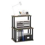 Furinno Turn-N-Tube 3-Tier Toolless Multipurpose Printer Stand Display Storage Shelf, French Oak Grey/Black Furinno