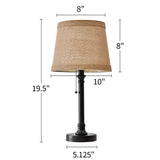 Oneach 19.5" Small Table Lamp for Bedroom - Bedside Lamps for Nightstand, Black Table Lamp for Living Room with Fabric Shade, Desk Reading Lamp for Kids Room Living Room Office Dorm Oneach