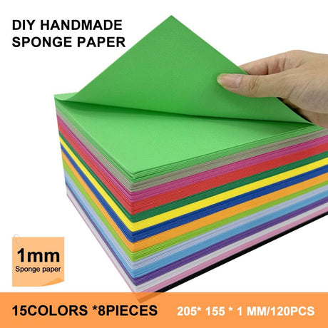 120 Pack EVA Foam Sheets, 8 x 6 Inch, 1mm Thick, Assorted 15 Colors Craft Foam Paper for School Supply and DIY Handcraft Projects biguphate