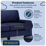 Pemberly Row 73" Track Arm Sofa with Removable Covers Navy Blue Pemberly Row