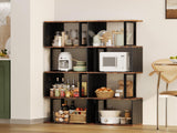ALISENED 5 Tier Bookshelf, S Shaped Geometric Bookcase, Narrow Freestanding Display Shelves, Modern Wood Decorative Storage Rack for Bedroom, Living Room, Home Office, Black 5-Tier ALISENED