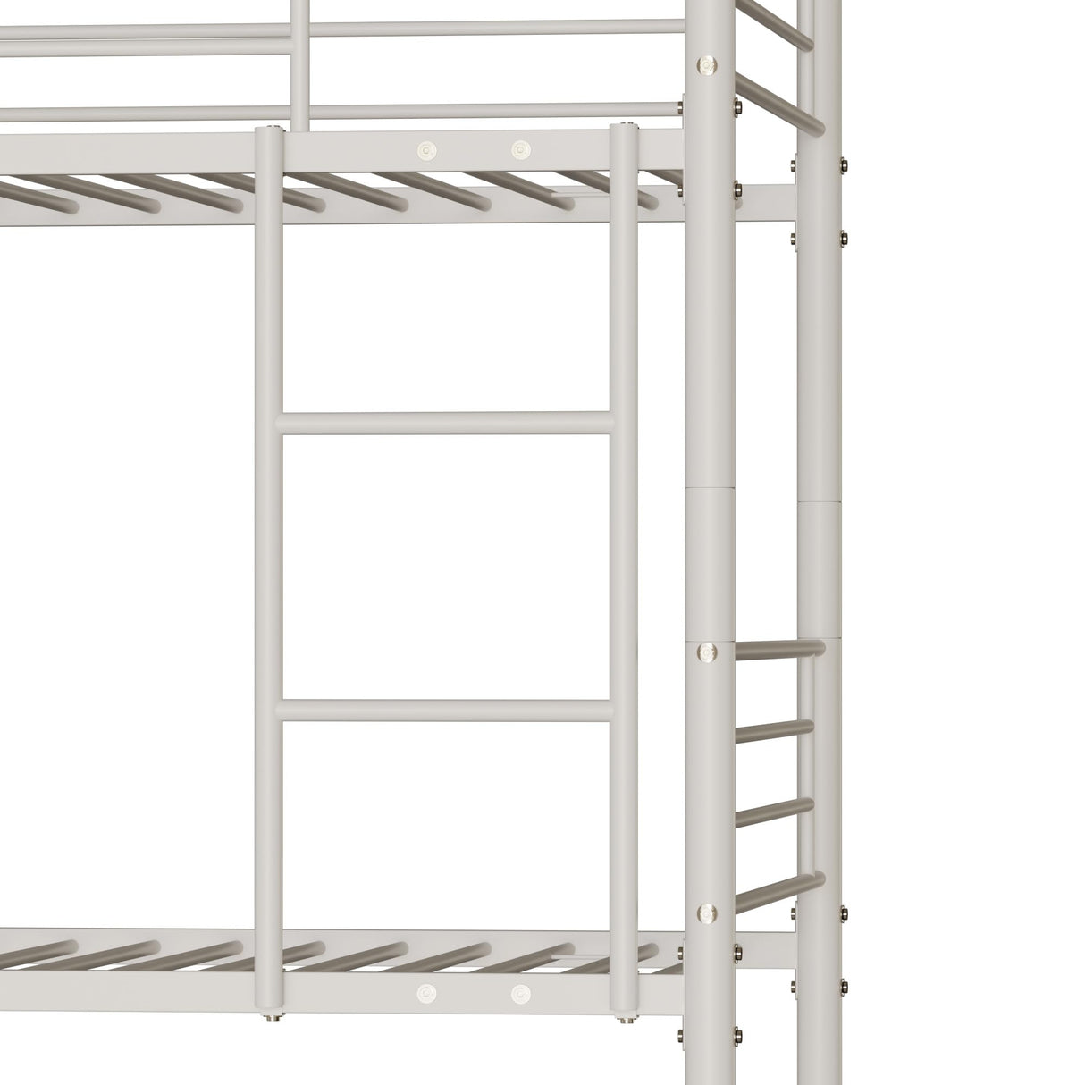 RuiSiSi Twin Size Triple Bunk Bed, Heavy Duty Metal Triple Bunk Bed Frame with Ladder, Triple Bunk Bed for Share Bedroom Dormitory, Can be Divide into 3 Beds, White RuiSiSi