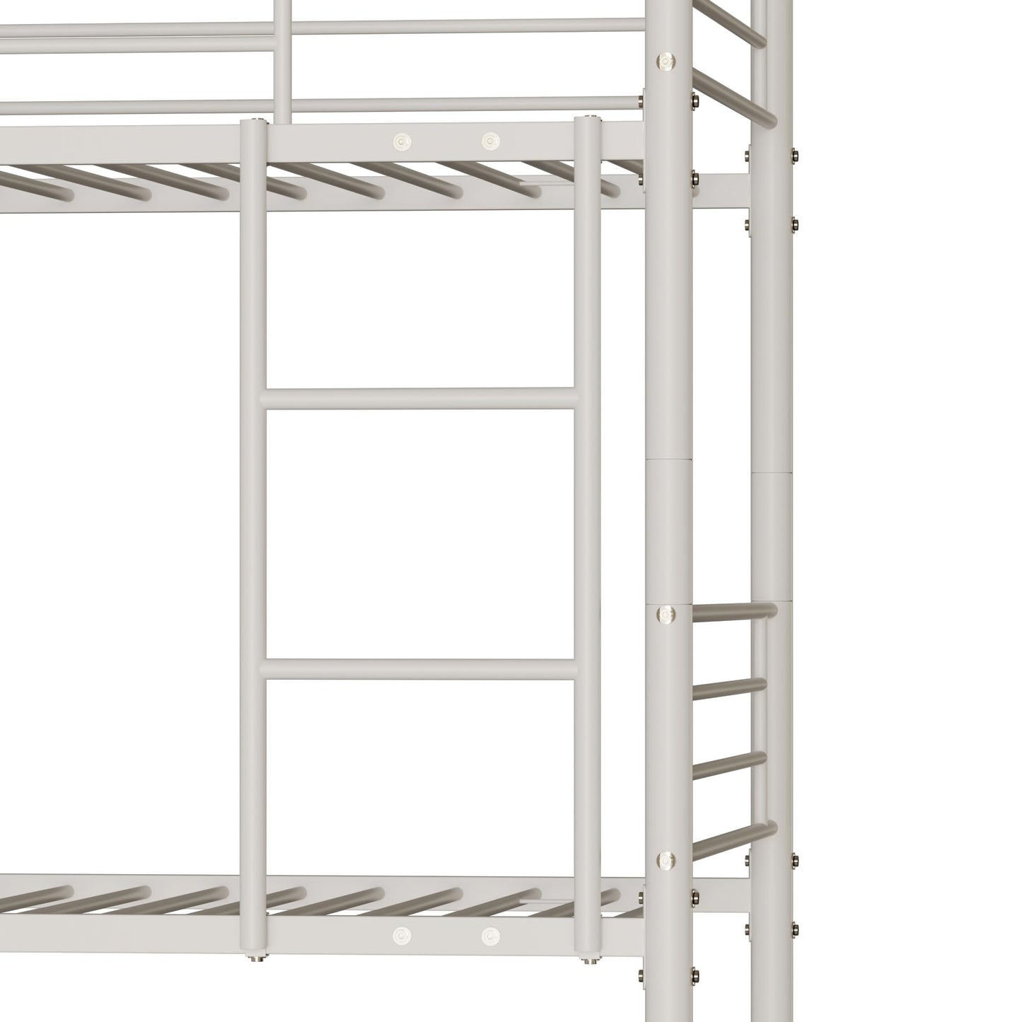 RuiSiSi Twin Size Triple Bunk Bed, Heavy Duty Metal Triple Bunk Bed Frame with Ladder, Triple Bunk Bed for Share Bedroom Dormitory, Can be Divide into 3 Beds, White