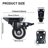 Htudcoue 2 Inch Wheel Casters,Set of 4 Heavy Duty Casters,with Brake,No Noise Locking Polyurethane (PU) Wheels, for Furniture and Workbench Load 800lbs Htudcoue