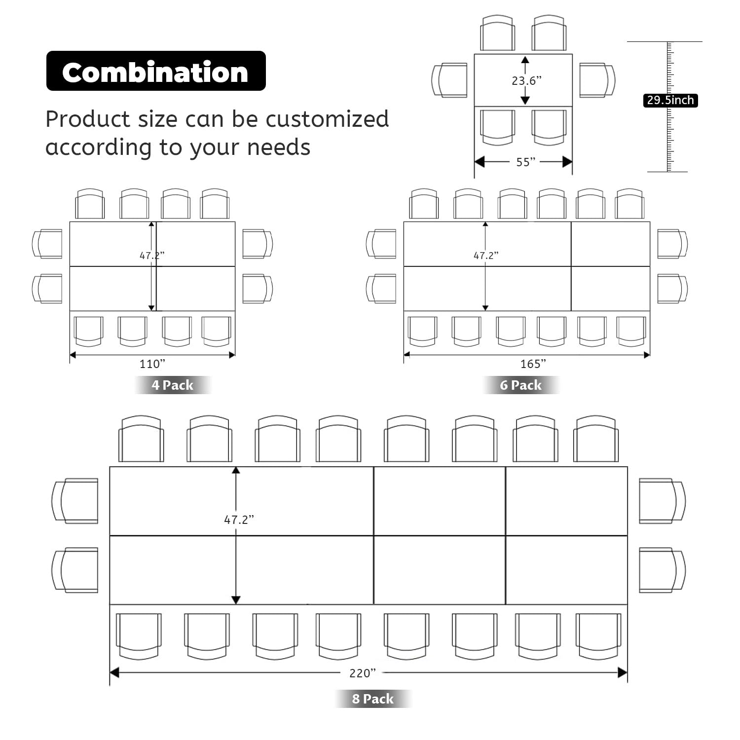 Folding Conference Table,Modern Office Conference Room Table,Mobile Flip Top Training Tables with Caster Wheels,Foldable Meeting Table Seminar Tables for Office,Meeting Room (8 Pack, 70.9x21. - WoodArtSupply