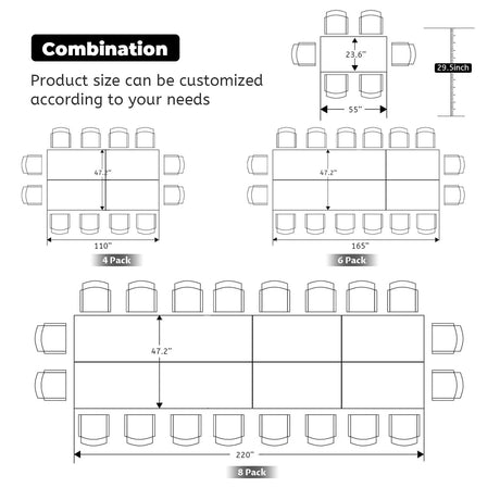 Folding Conference Table,Modern Office Conference Room Table,Mobile Flip Top Training Tables with Caster Wheels,Foldable Meeting Table Seminar Tables for Office,Meeting Room (6 Pack, 55.1x23.6x29.5in) Crevew