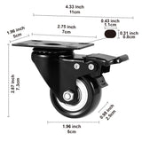 ASHGOOB 2" Caster Wheels Set of 8, Heavy Duty Casters with Brake, No Noise Locking Casters with Polyurethane (PU) Wheels, Swivel Plate Castors Pack of 8 ASHGOOB
