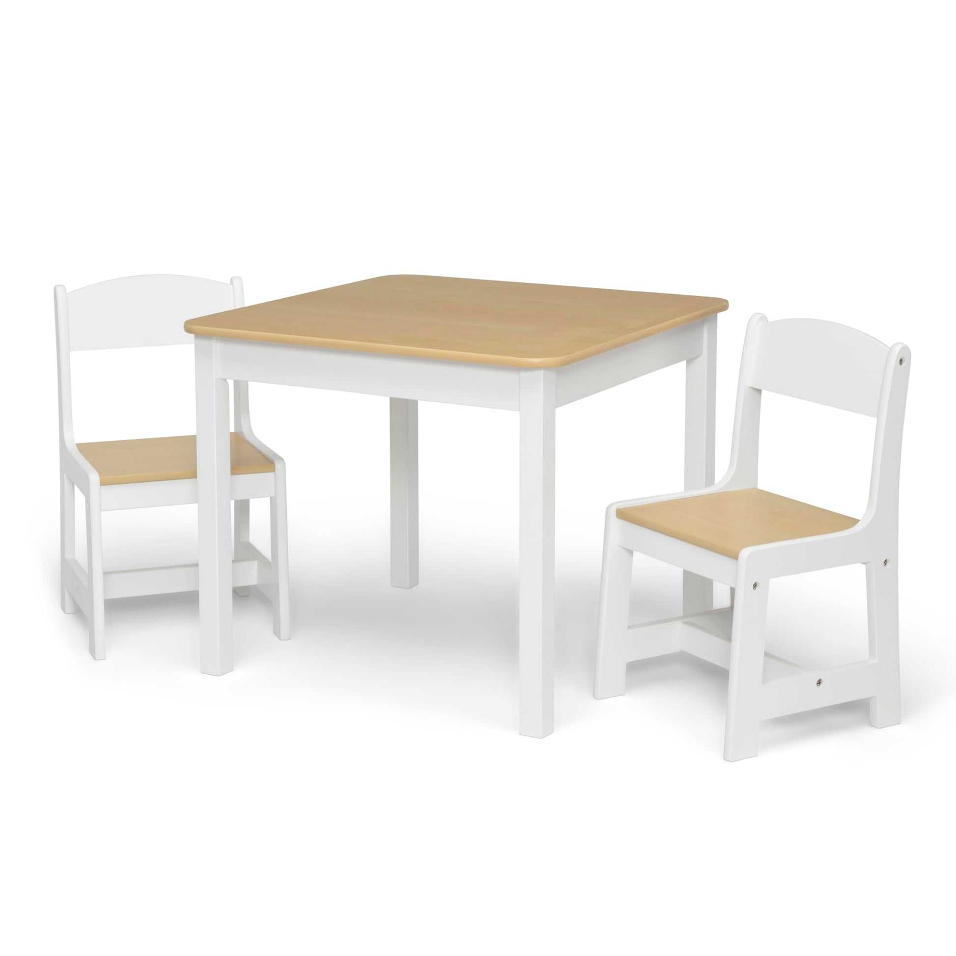 Delta Children MySize Kids Wood Table and Chair Set (2 Chairs Included) - Ideal for Arts & Crafts, Snack Time, Homeschooling, Homework & More, Bianca White/Natural - WoodArtSupply