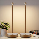 YIBEN 2Pack Rechargeable Cordless Table Lamp, Portable Powered LED Battery 6000mAh Metal USB Desk Lamp, 3 Levels Brightness Light for Restaurants Outdoor (2pack Titanium) YIBEN