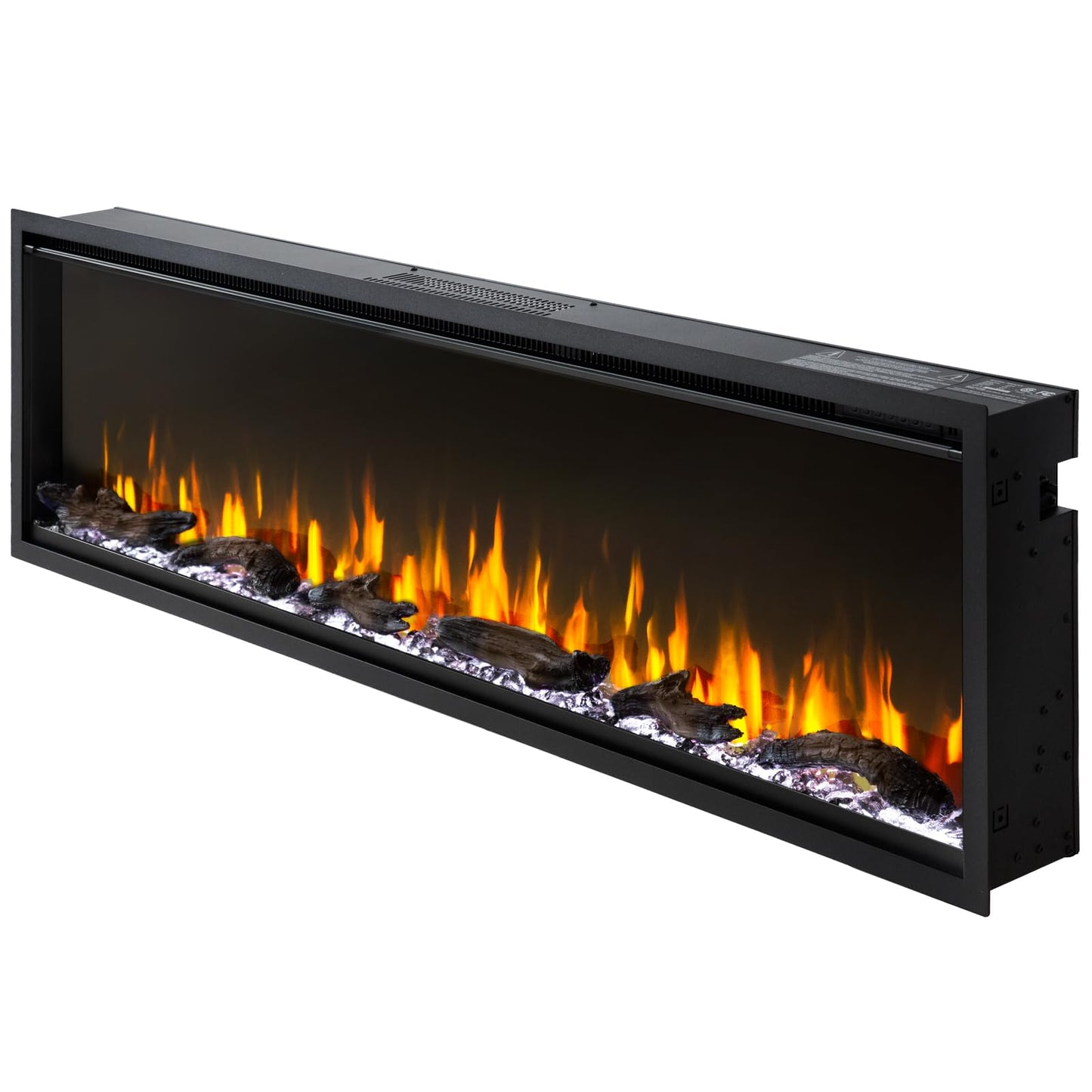 PuraFlame Herman 60 Inch Smart Linear Electric Fireplace - Premium Flame with 9 Colors, Clean Design, Recessed in-Wall or Wall-Mount or Free Standing, Compatible with Alexa and Google Assistant