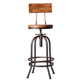 BOKKOLIK Set of 2-Industrial Bar Stools-Swivel Wooden Seat-Bar Counter Height Adjustable 26-32.2inch-Kitchen Dining Chairs BOKKOLIK