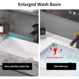 TIZAZO Bathroom Vanity with Double Sink - 72IN Bathroom Sink Vanity with One - Button Defogging & Human Body Sensor Light | 4 Drawers, Black TIZAZO