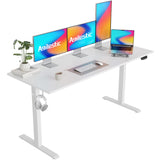 Agilestic Electric Standing Desk, Large 63 x 24 Inches Height Adjustable Desk, Sit Stand up Desk for Work Office Home, Splice Board, White Agilestic