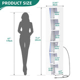 YITAHOME 71.45" Bookcase, 6 Shelves Corner Bookshelf with LED Light Modern, Tall Narrow Display Shelves, Wooden Free Standing Shelf, with Storage Organizer for Bedroom, Living Room, Home Office, White YITAHOME
