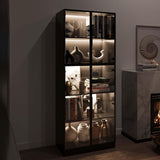 Jiaoun Display Cabinet with Glass Doors and LED Light, Black Curio Cabinets, Bookcase with 5-Tier Shelves, Trophy Glass Display Case for Collectibles (31.5 "W x 16.5 "D x 78.7 "H) Jiaoun