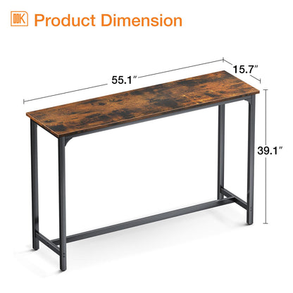 ODK 55 Inch Rustic Brown Bar Height Pub Table - Versatile Indoor Dining & Counter Table