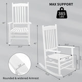 Outvita Outdoor Rocking Chair, Solid Wood High Back Rocker, All Weather Lounge Chair for Porch Patio Fire Pit Garden Backyard Deck Indoor, Wave Shape, White Outvita