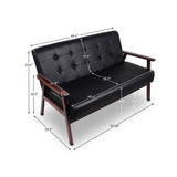 JIASTING Mid-Century Modern Solid Loveseat Sofa Upholstered Faux Leather Couch 2-Seat Wood Armchair Living Room/Outdoor Lounge Chair, Waiting Room Sofa, 50”W JIASTING