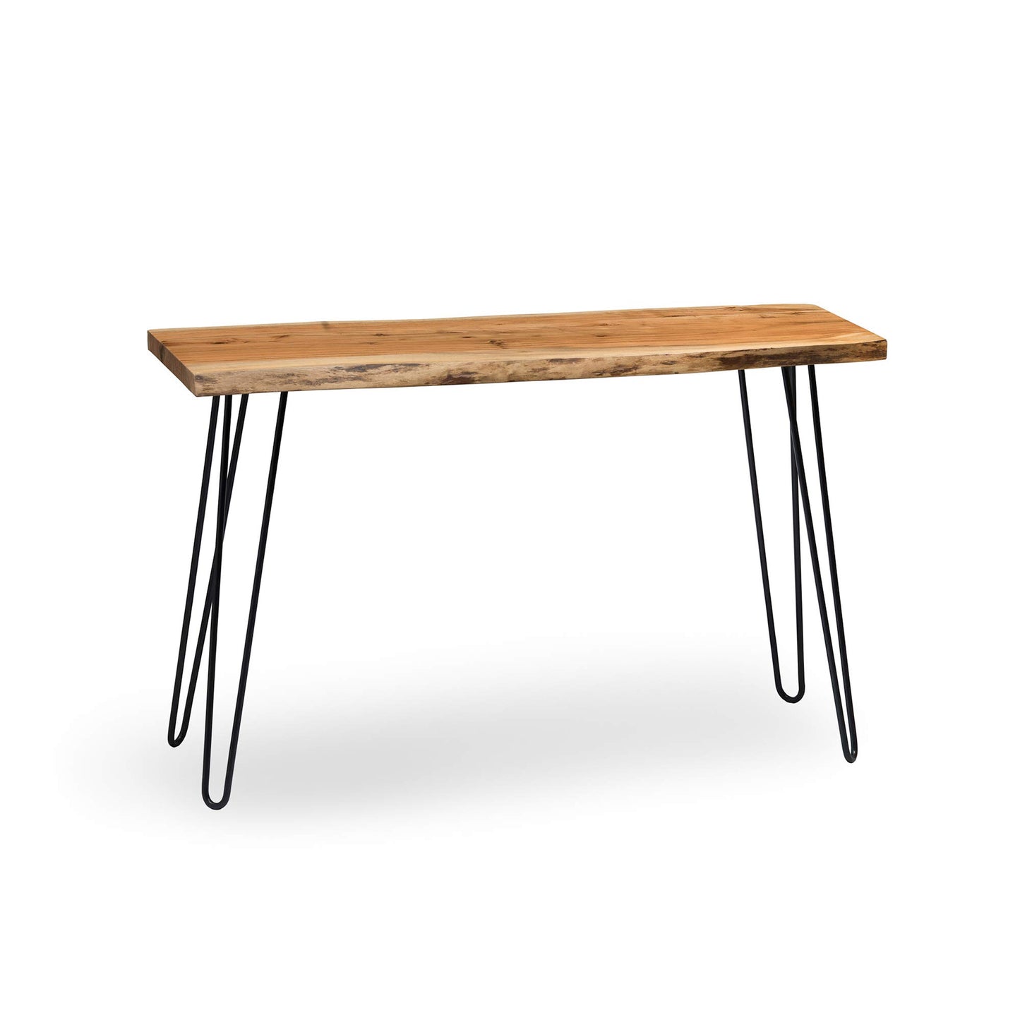 Alaterre Furniture Hairpin Natural Wood with Metal 48" Media Console Table, Live Edge, 16 in x 48 in x 30 in - WoodArtSupply