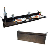 Balcony Bar Table for Railings, Outdoor Folding Deck Rail Table for Patio, Balcony Hanging Desk for Many Railings Compatible, Wooden Bar Serving Table for Porch (Walnut, L: 39.5 x 11.8 inches) GENESIS WOODESIGN