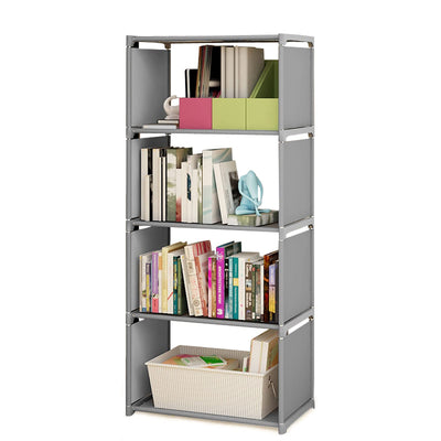 Kaichenyt Bookshelf 4-Tier Grey Open Storage Shelf Floor Standing Display Bookcase Modern Books Storage Shelves Open Bookshelf and Bookcase for Living Room, Home Office, 49(H) x15.74(L) x11(W) inch