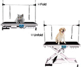TRODEP Electric Pet Grooming Table for Large Dogs, Heavy Duty Professional X Lift Dog Grooming Table with Anti-Static Non-Slip Rubber Tabletop, 2 Nooses & Clamps & Arms, 250lbs Capacity, 50''/White TRODEP