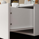 FAMAPY Modern TV Console Extendable Media Console, Adjustable Length, Contemporary Entertainment Center with Drawers and Legs, for Living Room White and Black (95”-133.9”W x 15.2”D x 13.1”H) FAMAPY