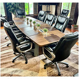 Thaweesuk Shop Walnut 12 FT Modern Boat Shaped Conference Table Wood Hide Wires Inside Elliptical Silver Metal Legs Desk Grommets Racetrack 2 Power Data Modules Black Boardroom Meeting Room Office WoodArtSupply