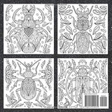 Insects Coloring Book: With Abstract Folk Ornamen - Activity for Adults and Kids - Perfect Gift for Boys - 14 Bugs (Large 8.5x8.5 Inch, Glossy Cover) Majosta