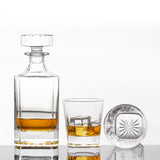 Square 25Oz Whiskey Liquor Decanter Set With 2 Glasses in Box,Decanter Set for Scotch Liquor,Whiskey Wine Decanter Suit for Men and Women Father Coworkers Lovers QUEEN&STONE LEAD FREE