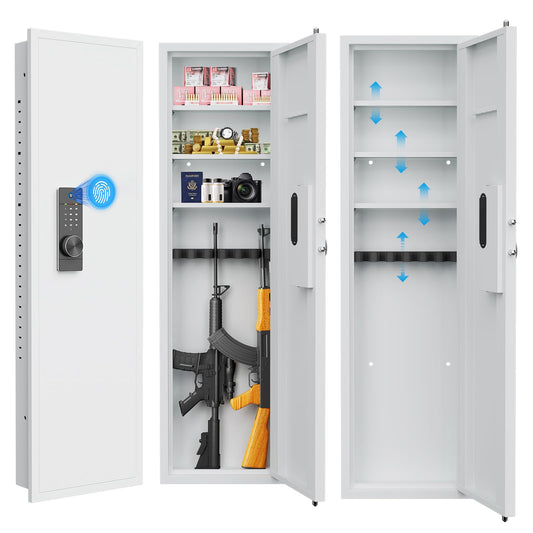 Secure In-Wall Gun Safe for Rifles and Pistols with Touch Screen Panel, Gun Cases for Shotguns with Heavy-Duty Steel Construction, Dual Alarm System, Locking Gun Cabinet for Home Use