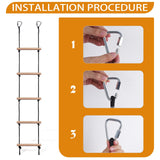 ChengFu Swing Rope Ladder, Hanging Rope Ladders, Ninja Warrior Obstacle Course Accessories, Kids Climbing Game Hanging Ladder for Swing Accessories (2 Hooks) ChengFu