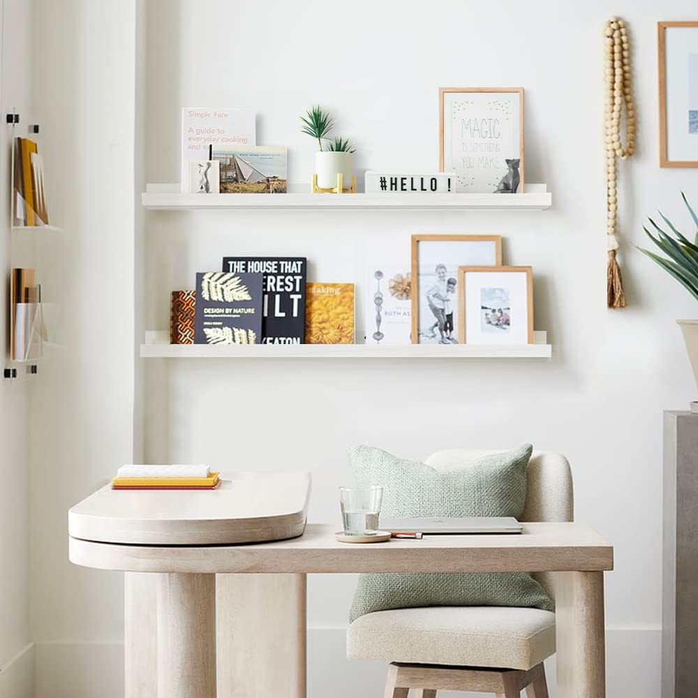 Forbena 36-Inch White Floating Shelves Set of 4 – Versatile Wall Storage for Kids' Rooms and Living Spaces Forbena