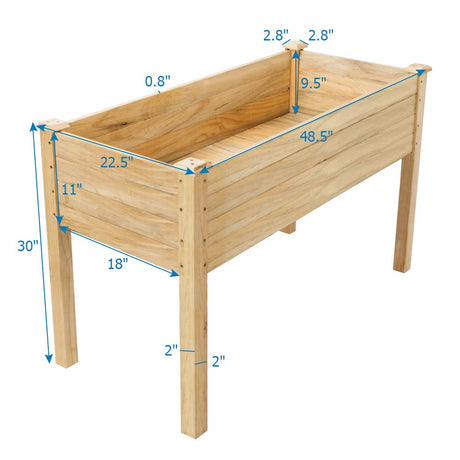 VINGLI Heavy Duty Raised Garden Bed with Bed Liner, Wood Elevated Planter with Legs for Vegetables Fruits Potato Onion Flower, Outdoor Sturdy Long Lasting Planter Box Kit (Elevated Without Wheels) VINGLI