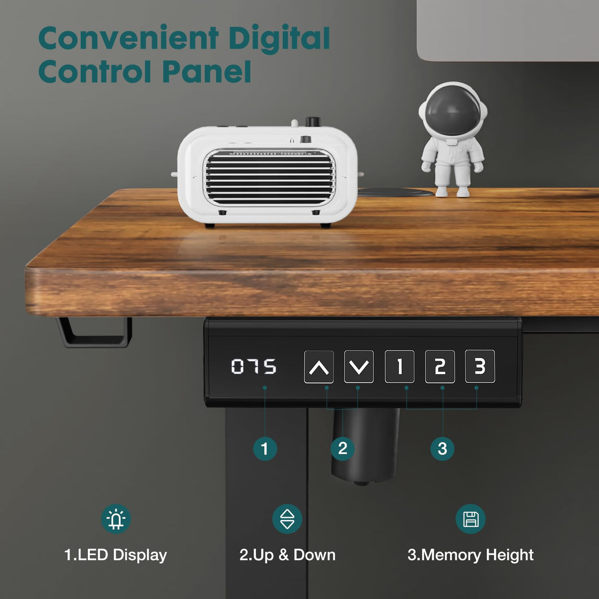 Klwenas Maec 63 x 24 Inch Electric Standing Desk with Adjustable Height & 3 Memory Presets, Ergonomic Sit-Stand Desk, Computer Table for Home Office or Gaming Workstation (Brown) Klwenas Maec