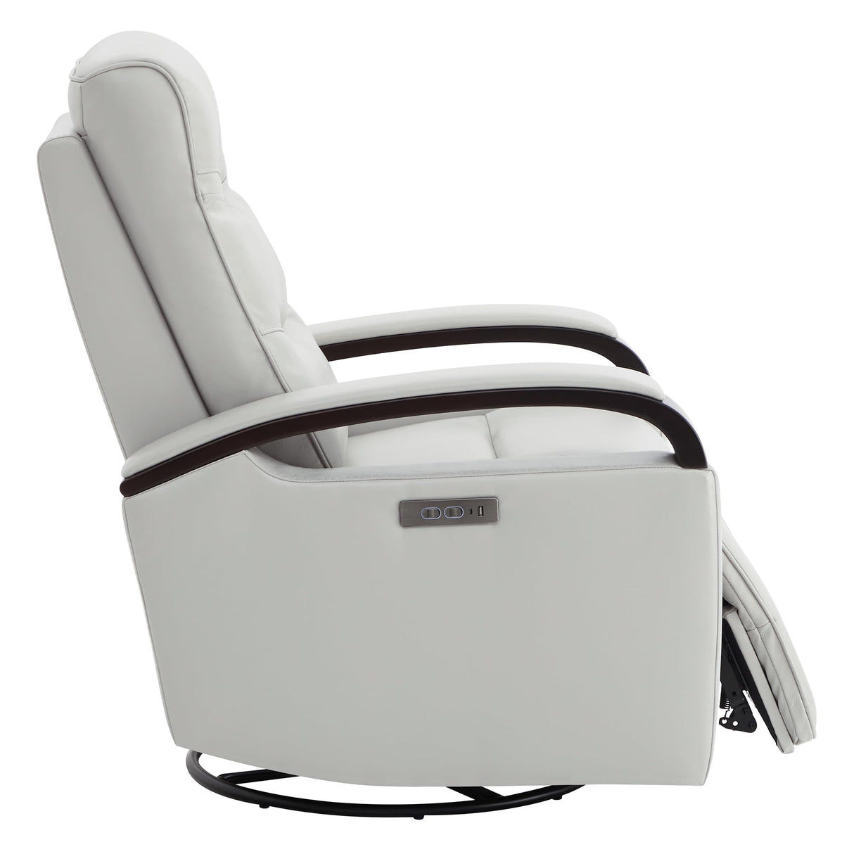 CHITA Genuine Leather Power Swivel Glider Rocker Recliner, FSC Certified Mid Century Modern Recliner Chair for Adults, Adjustable Power Headrest, for Nursery and Living Room, Creamy Grey CHITA